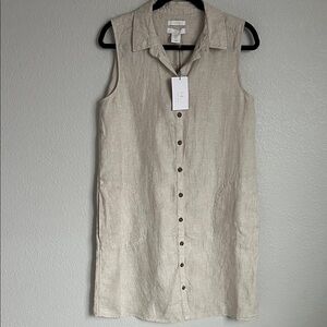 Halston Heritage Linen Dress Bottom Down